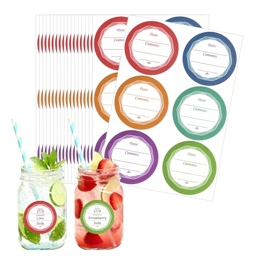 108 PCS Multicolored Mason Jar Label Stickers, Removable Waterproof & Oil Resistant, All-Purpose Adhesive Stickers for Glass Canning Jars, Spice Jars, Jam/Jelly Containers, Kitchen & Home Organization - color: 108pcs Multicolored Stickers
