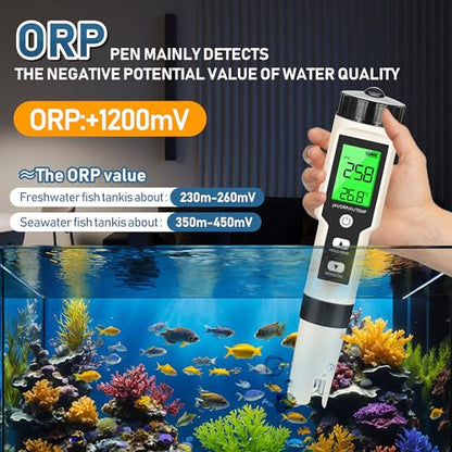 Hydrogen Water Tester 4 in 1 PH,H2,ORP&Temp,pH Meter ORP Meter Hydrogen Tester for Water with ATC & Backlight,Accurate Hydrogen Water ppb/ppm Meter - size: 4 in 1