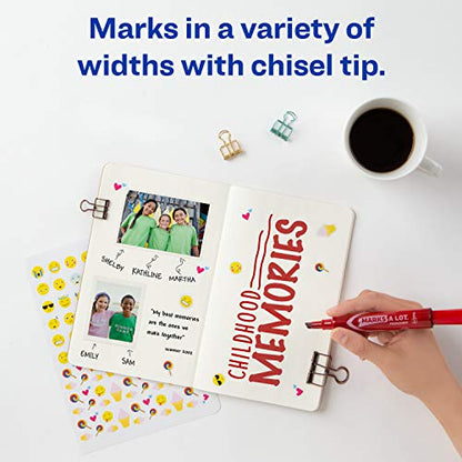 AVERY Marks-A-Lot Permanent Markers, Regular Desk-Style Size, Chisel Tip, Water and Wear Resistant, 1 Red Marker (17887) (Pack of 2) - size: 1 Count (Pack of 2)