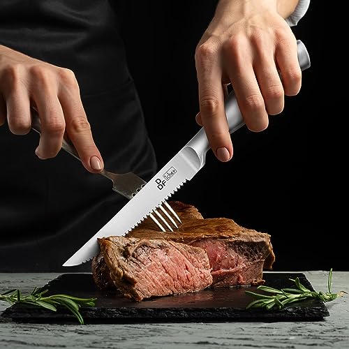 DDF iohEF Steak Knife Set, 6 Piece Steak Knife, High Carbon Japanese Stainless Steel Serrated Steak Knives - color: 6PCS Steak Knives