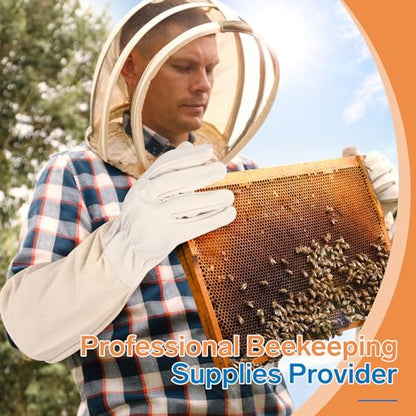 Beekeeping Gloves - Thickened Goatskin Bee Gloves for Men Women - Beekeeping Supplies - size: Large