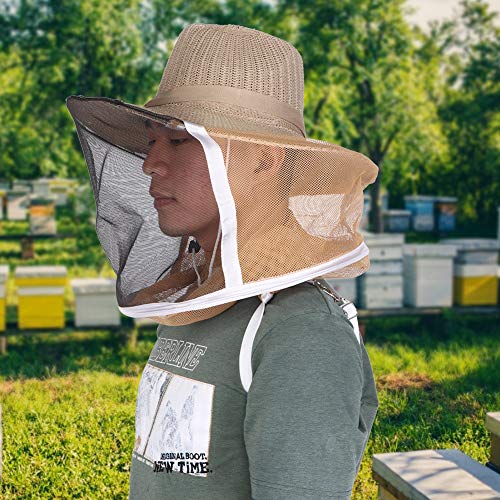Beekeeping Cowboy Hat, Beekeeping Hat with Veil Bee Veil Hat with Visibility Veil Profional Beekeeper Hat Beekeeping Gear High lengthy Elastic Shoulder Strap