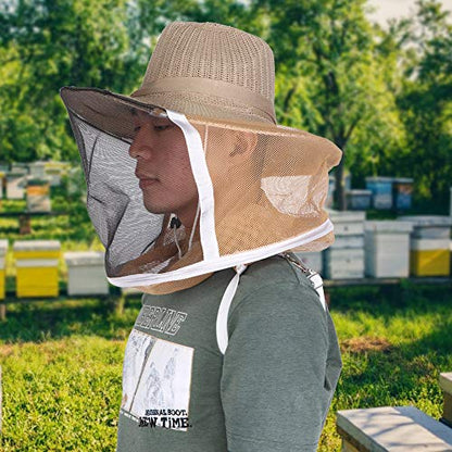 HERCHR Beekeeper Beekeeping Hat, Beekeeping Veil Hat with High Visibility Veil for Bee Keeping Supplies, Face Head Protector