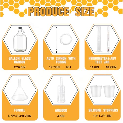 Ziliny 2 Set Mead Making Kit Complete for Home Brewing Starter Sets Includes 1 Gallon Glass Carboy, Auto Siphon, Hydrometer, Alcohol Percentage Tester Jar, Bottle Filler, Airlock, Plug Funnel