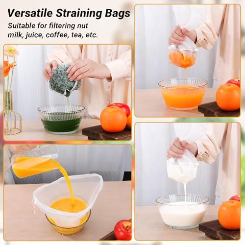 Cheese Cloth Bag for Straining, 5 Pack, Bowl-Shaped Fine Mesh Nylon Nut Milk Bag Reusable for Straining Almond/Oat/Soy Milk, Tea, Yogurt, Juice, Dumpling Fillings, Coffee, Flour (Small) - size: Small