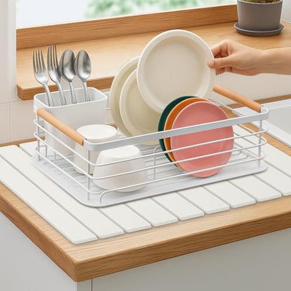3 Pcs Large Stone Dish Drying Mat for Kitchen Sink Counter Dish Pads Diatomaceous Earth Mats Quick Fast Drying Stone Mat Diatomite Absorbent Tray Dry Matt Kitchen Countertop Dishes Drainer Mat - color: White