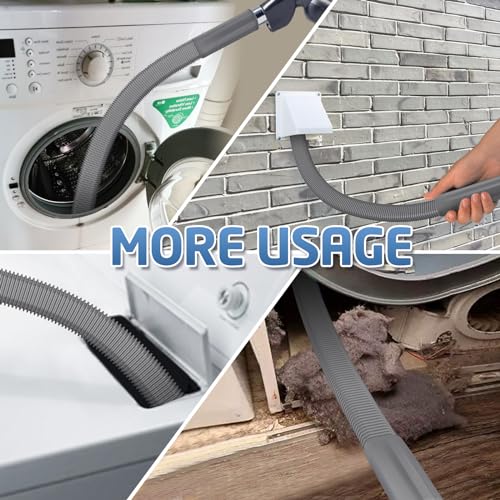 PetOde 2Pcs Dryer Vent Cleaner Kit Universal Vacuum Hose Attachment & Brush | Flexible Connector Easily Adapts to Most Vacuum Cleaners for Versatile Use - color: Deep Gray