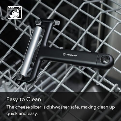 KITCHENDAO Adjustable Wire Cheese Slicer Cutter, 50% Stronger Wires with 2nd Gen Wire Fixing Mechanism, Adjustable Hand-Held Wire Cheese Cutter, Quick Replacement, Dishwasher Safe, with 3 Extra Wires