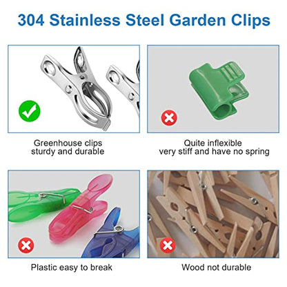120 Pcs Greenhouse Clips, Garden Clips for Netting, Stainless Steel Greenhouse Clamps, Have a Strong Grip to Hold Down The Shade Cloth or Plant Cover on Garden Hoops or Greenhouse Hoops - style: 2.3inch-120pcs