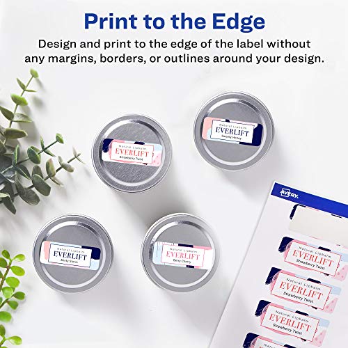 Avery Printable Durable White Rectangle Labels, Sure Feed Technology, 1" x 2", Print-to-the-Edge, Waterproof Labels, Laser & Pigment-Based Inkjet Compatible, 240 Total - style: 240 labels