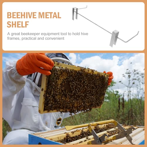 Toddmomy Beekeeping Frame Holder and Metal Beehive Shelf Portable Hanging Rack for Bee Houses Apiculture Stand Tool for Honey Harvesting and Hive Storage