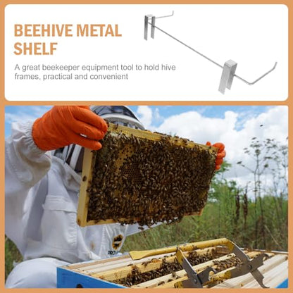 Toddmomy Beekeeping Frame Holder and Metal Beehive Shelf Portable Hanging Rack for Bee Houses Apiculture Stand Tool for Honey Harvesting and Hive Storage