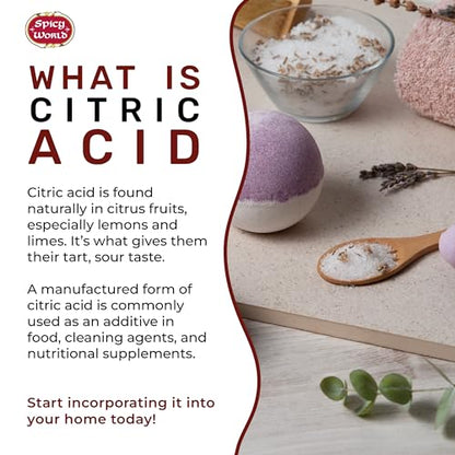 Pure Citric Acid, 5 Pound - Food Grade & Non-GMO- Natural Food Preservative, All Purpose Cleaning Agent, Beauty Ingredient- by Spicy World
