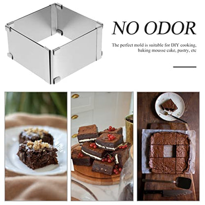 GALPADA Mousse Mould Rectangular Cake Tin Cake Ring Cake Square Cake Tin Baking Frame Pastry Mould Baking Tool (Silver 6 Inch) Dessert Ring - size: Size 6