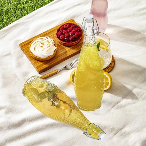 Nicunom 4 Pack 32 oz Swing Top Glass Bottles with Stopper, Airtight Flip Top Glass Bottles for Brewing, Kombucha, Beverages, Beer, Vinegar, Soda, Smoothies, Kefir, Juicing, Includes Brush & Funnel