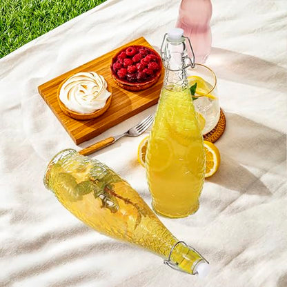 Nicunom 4 Pack 32 oz Swing Top Glass Bottles with Stopper, Airtight Flip Top Glass Bottles for Brewing, Kombucha, Beverages, Beer, Vinegar, Soda, Smoothies, Kefir, Juicing, Includes Brush & Funnel
