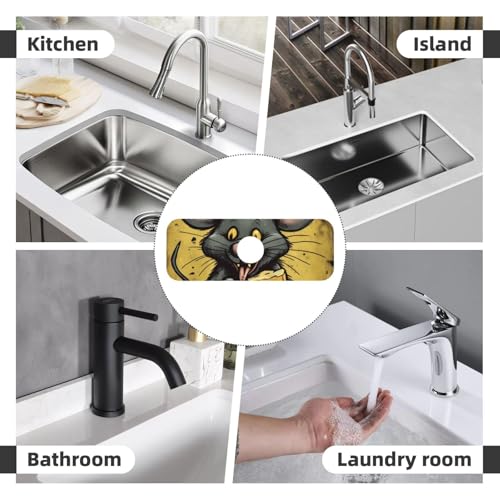 Faucet Mat For Kitchen Sink Super Absorben Diatomite Fast Drying Stone Faucet Suction Pad 15 X 5.5 Inch Non-Slip Washable Sink Mat Gadgets For Bathroom Kitchen Counter Rat Eats A Piece Of Cheese