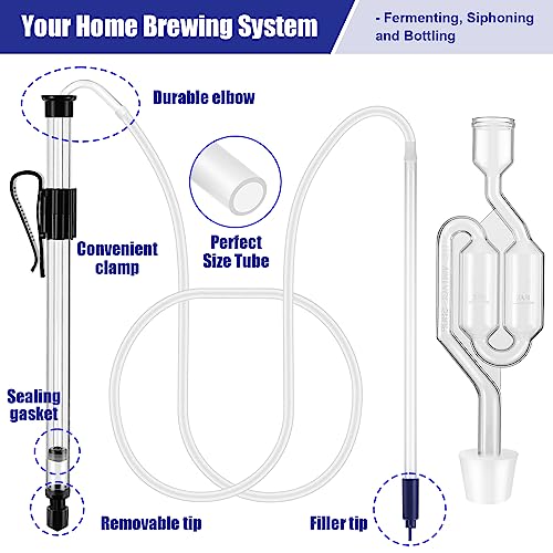 Saillong Siphon for Wine Making, Siphon Pump with 6 Feet of Tubing, Bottling Wand, Clamp, Bubble Airlock and Drilled Stopper, Siphoning Kit for Small Batch Beer Kombucha Wine Mead Homebrew