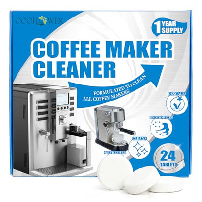 24-Pack Coffee Machine Cleaner Descaler Tablets, Descaling & Deep Cleaning Tabs for Coffee Pot & Coffe Machine, Effective Limescale Remover for Home, Office Use - size: 24 count(Pack of 1)