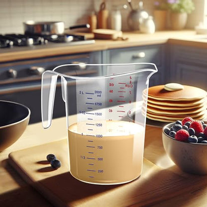 Amazing Abby - Melissa - 64-Ounce Plastic Measuring Pitcher (1-Pack), 8-Cup (2-Quart) Food-Grade Measuring Jug, Unbreakable, Stackable, Dishwasher-Safe, Great for Oil, Vinegar, Flour, and More - style: 1-Pack