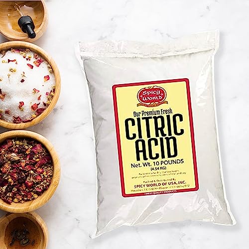 Pure Citric Acid, 10 Pound - Food Grade & Non-GMO- Natural Food Preservative, Beauty Ingredient- by Spicy World - size: 160 Ounce (Pack of 1)
