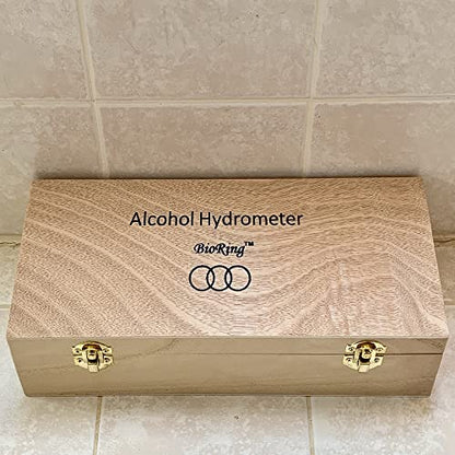 Wine Beer Alcohol Hydrometer Triple Scale Wine Meter with Glass Test Jar for Home Brewing Beer Wine Mead & Kombucha Maker for ABV, Brix and Gravity Test Kit with Wood Storage Box