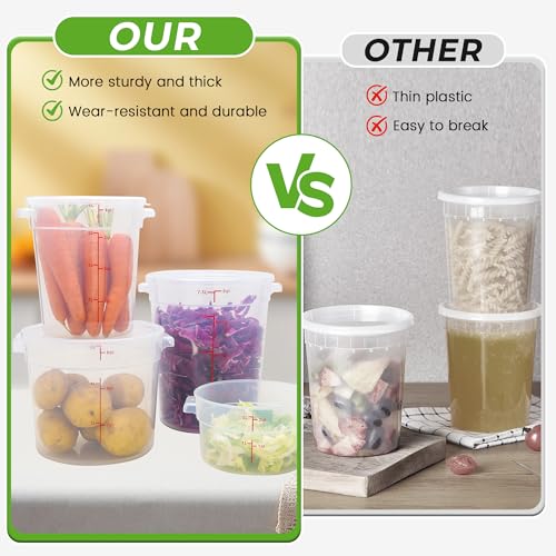 BIEAMA 4 Pack 22 Qt Round Food Storage Containers with Lids, Translucent PP | Include lids, labels, measuring cups and containers with capacity markings for food prep, pantry storage and dough proofing. - color: 22Qt Round-4 Pack