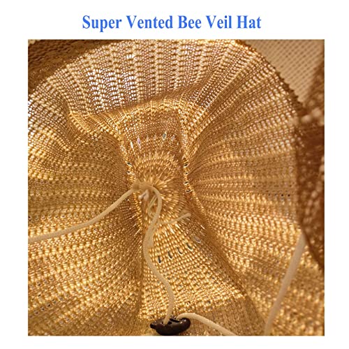 Beekeeping Veil Hat with Veil and Elastic Shoulder Strap | Ultra-tight sting-proof mesh,Adjustable head & chin straps,360° stiff sun brim,Stable structure for apiary & garden work