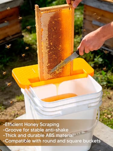 Duesu Honey Uncapping Tank Holder for 5 Gallon Round and Square Buckets | Honey Harvesting Equipment, Easy Clean Honey Uncapping Tank Bucket Scraper for Beekeeping Hive Frames Cleaning