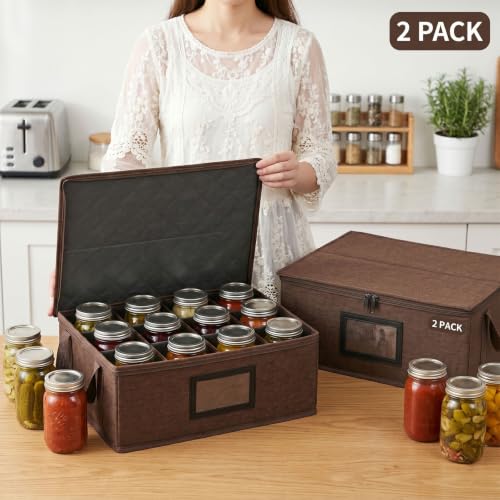 32 oz Mason Jar Storage Containers - Sturdy Canning Jar Boxes Organizer, Foldable with Dividers, Holds 12 Quart Mason Jars, Home Canning Supplies (2 Pack Quart) - size: 2 Pack Quart