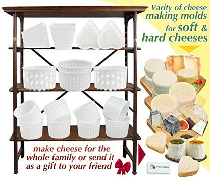 PetriStor 16 Pcs Soft Cheese Making Kit for Beginners - Small Cheese Molds - Cream Cheese Molds for Making Cheese - Molde Para Queso Fresco Casero - Paneer Maker Mold - Cheese Making Supplies №3