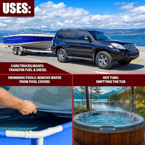 The Original Safety Siphon 6 Foot Hose For Gasoline And More - 3/4" Valve Siphon Pump - Use for Cars, Boats, Mowers - Self Priming Pump Transfers 3.5 Gallons per Minute - FDA Food Grade for Home Brews