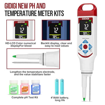 pH Tester for Food with pH Calibration Solution Kit pH Measurement for Sourdough Cheese