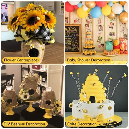 Tidponra 120PCS Bumble Bee Décor, Resin Honey Bees for Crafts, Small Plastic Bees Ornaments for Decorations