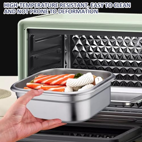 Gcroet 2PCS Stainless Steel Containers with Lids, 1.8L Airtight Marinade Container with Handle & Buckle Oven Safe for Roasting, Brining, Meal Prep, Storing...