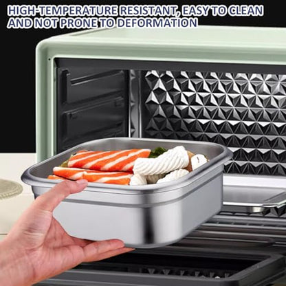 Gcroet 2PCS Stainless Steel Containers with Lids, 1.8L Airtight Marinade Container with Handle & Buckle Oven Safe for Roasting, Brining, Meal Prep, Storing...