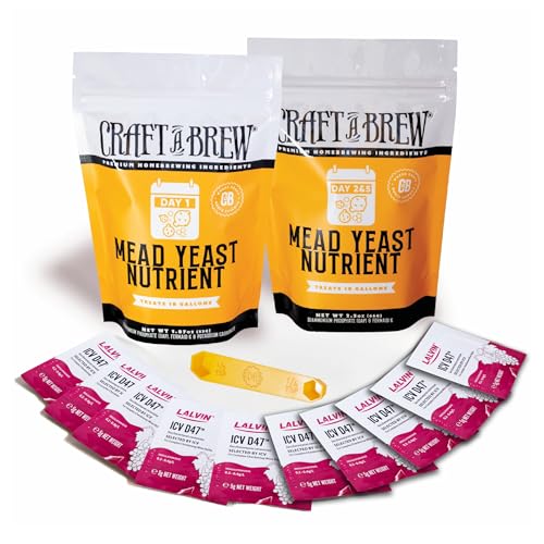 Craft A Brew - Mead Yeast Nutrient Bundle - Lalvin D47 Yeast - For Fermentation - Home Brewing Ingredients - Mead Making Supplies - Yields 10 Gallons - style: Mead Yeast Nutrient Bundle