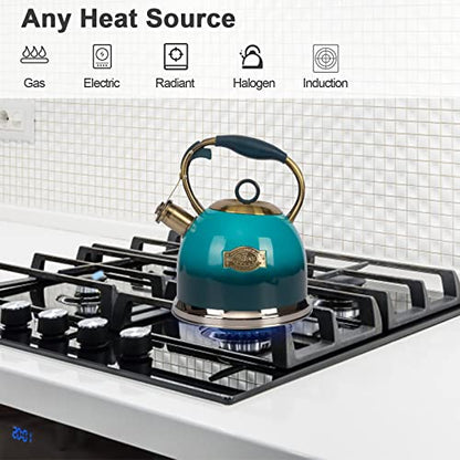 Tea Kettle -3.0 Quart Tea Kettles Stovetop Whistling Teapot Stainless Steel Tea Pots for Stove Top Whistle Tea Pot - color: Blue
