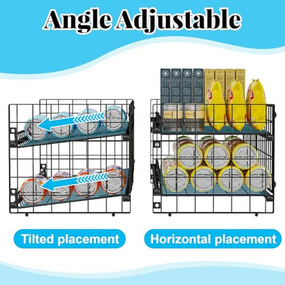 2-Pack Stackable Can Organizer for Pantry Shelf, Adjustable Extra-Long Rolling Can Rack for Kitchen Cupboard Storage, Sturdy Standing Can Holder for Canned Food Goods Soda up to 100, 2 Tier, Black - style: Length(30'' W)-2 Pack