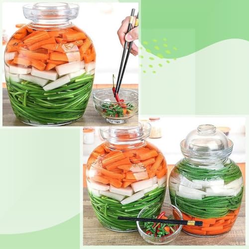 Traditional Chinese Fermenting Crock, Glass Fermentation Jar With Water Seal Lid For Sauerkraut, Kimchi, And Pickles