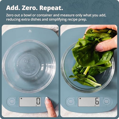 Greater Goods Food Scale – Digital Kitchen Scale, 1g Precision, Easy-Tare & Quick Conversion, Slim Compact Design, Durable & Portable | Ideal for Cooking, Baking & Meal Prep (Stone Blue) - color: Stone Blue