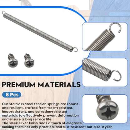 8-Pack 3/8“ x 6-1/2”, 0.047" Extended Spring Steel for Screen Door | Light Duty Spring, with Set Screw, for Mechanical Repair Industry Screen Door