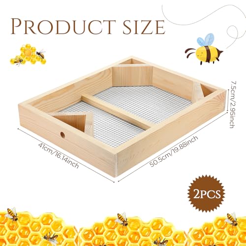 Cinnvoice 2 Pack Beehive Candy Board 10 Frame, Bee Candy Board Pollen Patty for Honey Feed Bees Feeders for Hives Bee Feeder Assembled Winter Cover Well Overwintering Colonies