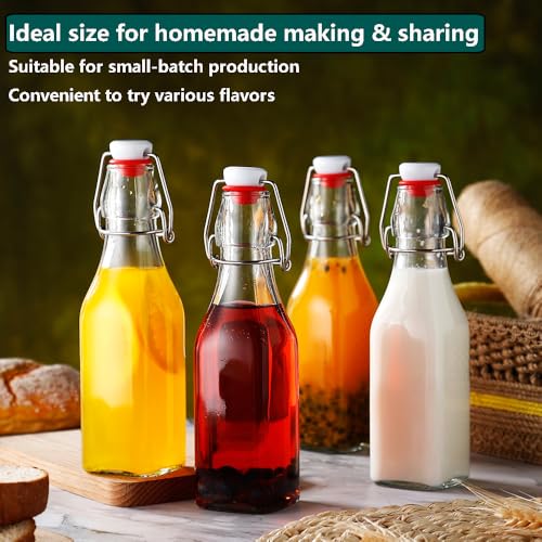 ZEBEIYU Swing Top Glass Bottles 8 oz with Airtight Lids for Home Brewing, Kombucha, Kefir, Vanilla Extract, Beer, Oil, Vinegar, Homemade Juices, Water,Soda Set of 9