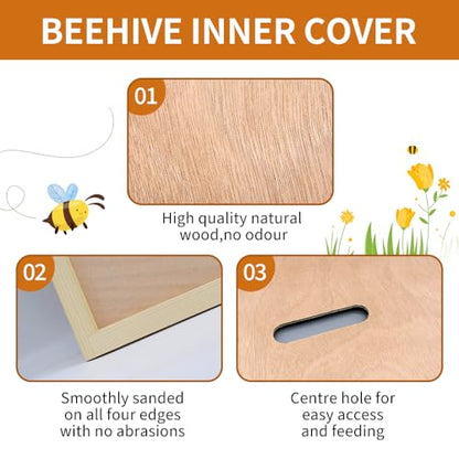 3pcs Beehive Inner Cover 10 Frame with Notch,Internal Bee Feeders Beehive Inner Covers,Bee Hive Notched Inner Cover for Beekeeping Tool