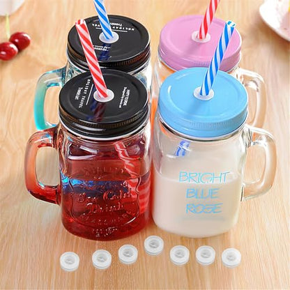20 Pcs Silicone Straw Hole Cover Mason Jar Lid Straw Hole Hrommets Cross Drink Mug Lids Straw Stopper Plug Silicone Mason Jar Lids Plug 0.7inch Diameter - color: A