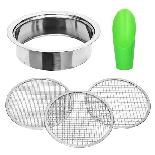 Soil Sifter Garden Soil Sieve Stainless Steel Sieve Set, with 3 Interchangeable Filter Mesh-3,6,9mm Sieve for for Dirt, Sand, Rock, Filtration, Compost - style: 131