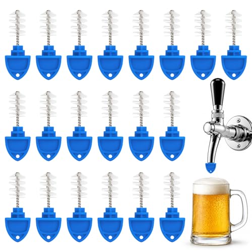 20 Pack Beer Tap Plug Brush, Reusable Draft Beer Faucet Cleaning Brush for Kegerator, Beer Tap Cleaning Brush for Bar, Brewery, Restaurant & Home Bar