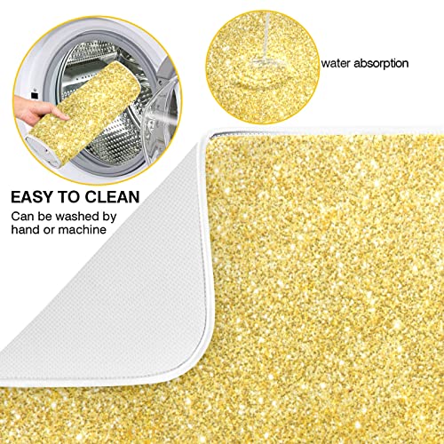 Kcldeci Gold Glitter Dish Drying Mat Kitchen Drying Pad Dish Draining Mat Dish Rack Drainer Pad 18 x 24 - color: A07, size: 18x24in