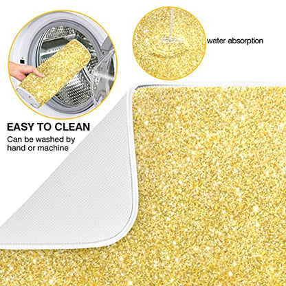 Kcldeci Gold Glitter Dish Drying Mat Kitchen Drying Pad Dish Draining Mat Dish Rack Drainer Pad 18 x 24 - color: A07, size: 18x24in